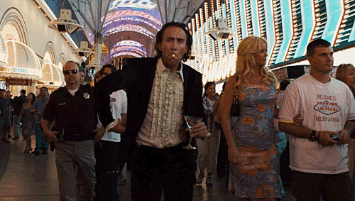 Nicolas Cage looking exhausted in Vegas